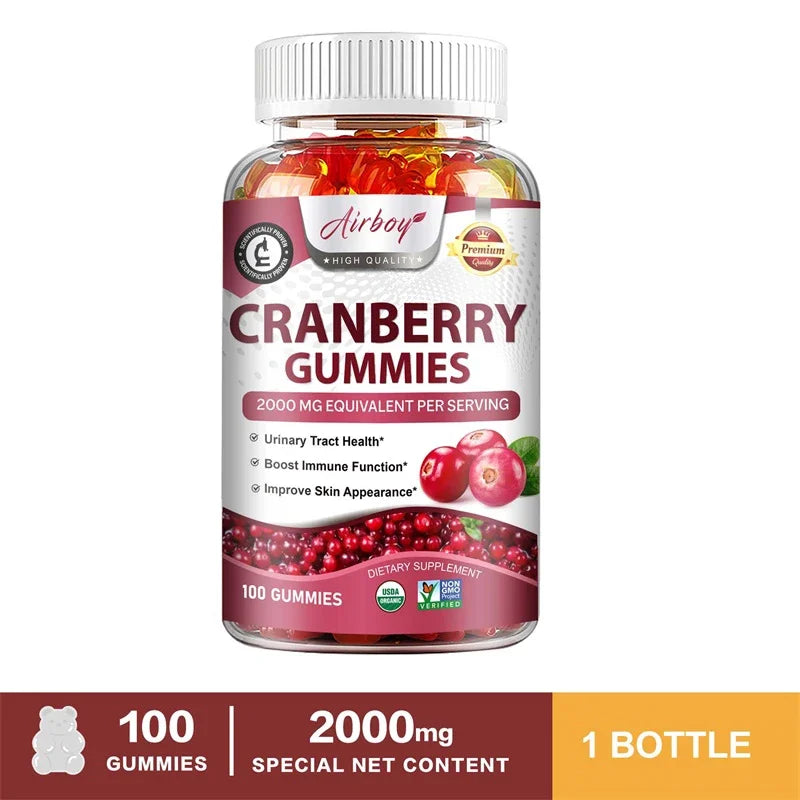 Cranberry Gummies - Support Kidney and Urinary Tract Health, Enhance The Immune System, and Promote Metabolism