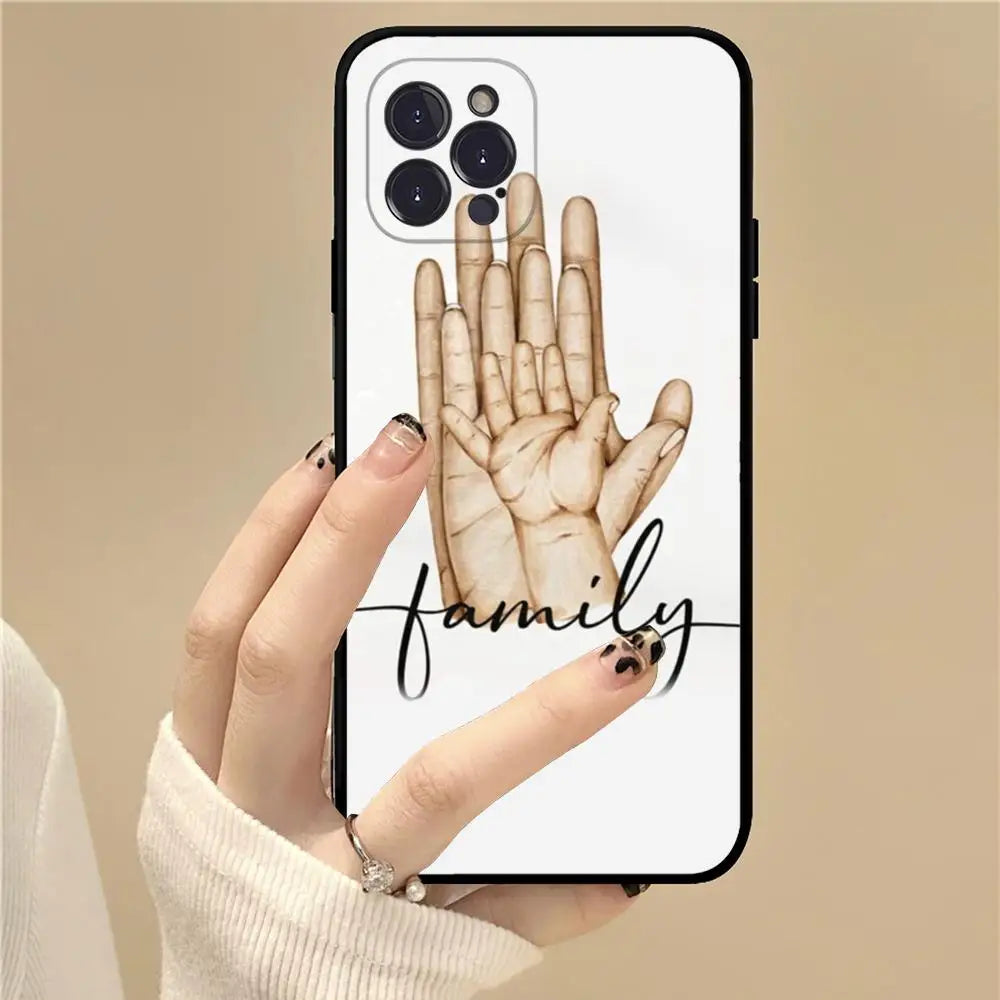 Baby Mom daughter Son Dad Hand Phone Case For iPhone 15 14 13 12 Mini 11 Pro XS Max X XR SE 6 7 8 Plus Soft Silicone Cover