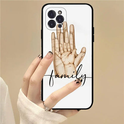 Baby Mom daughter Son Dad Hand Phone Case For iPhone 15 14 13 12 Mini 11 Pro XS Max X XR SE 6 7 8 Plus Soft Silicone Cover