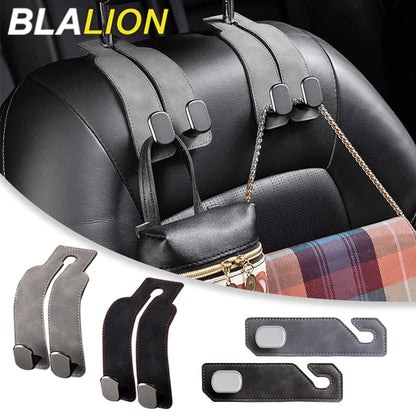 BLALION Car Seat Headrest Hook Universal Hidden Auto Hook Suede Metal Hanging Hooks Interior Seat Back Hanger Hook Accessories