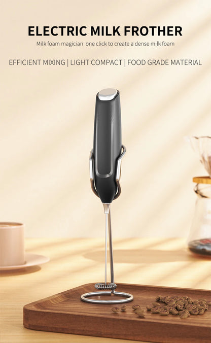 Electric Milk Frother Hand Blender Portable Mini Handheld Fast Foamer Coffee Cappuccino Whisk Mixer Food Blender with Stand