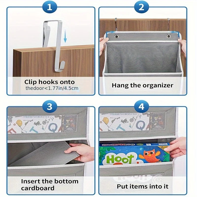 5-Shelf Hanging Storage Organizer - Behind Door, Anti-Tilt, 5 Large Capacity Pockets, Suitable for Bedroom, Bathroom