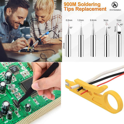 2024 Electric Soldering Iron 60W Adjustable Temperature Replaceable Soldering Iron Head Soldering Iron Pen Welding Kit