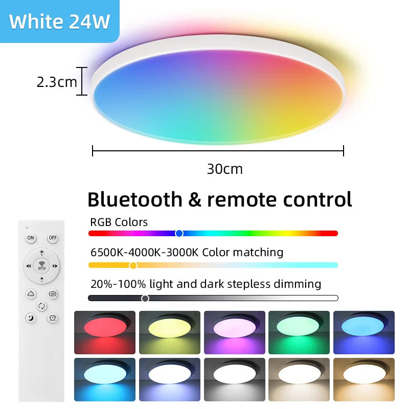 Smart lamp Led RGB Ceiling Light 24W Dimmable 110V-265V Ultra Thin Bluetooth APP Control Lamps for room led light Global version