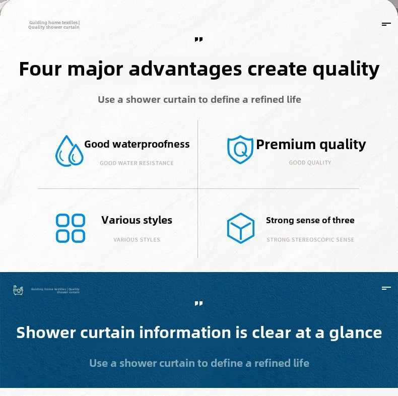 Plain Waffle Waterproof and Mildew-proof Polyester Shower Curtain, Bathroom Curtain, Bathroom Partition Curtain, Shower Curtain