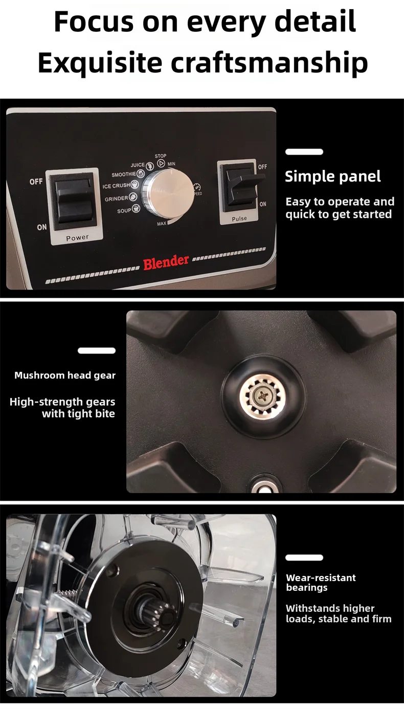 Wholesale 2L Blender for Business Household Smoothie Maker 23000r/min Stainless Steel Blade Restaurant Ice Blender Easy-Clean