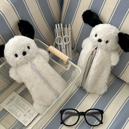 Korea Style Puppy Pencil Case Soft Plush School Stationary Big Capacity Pen Bag For Student Kawaii Stationary
