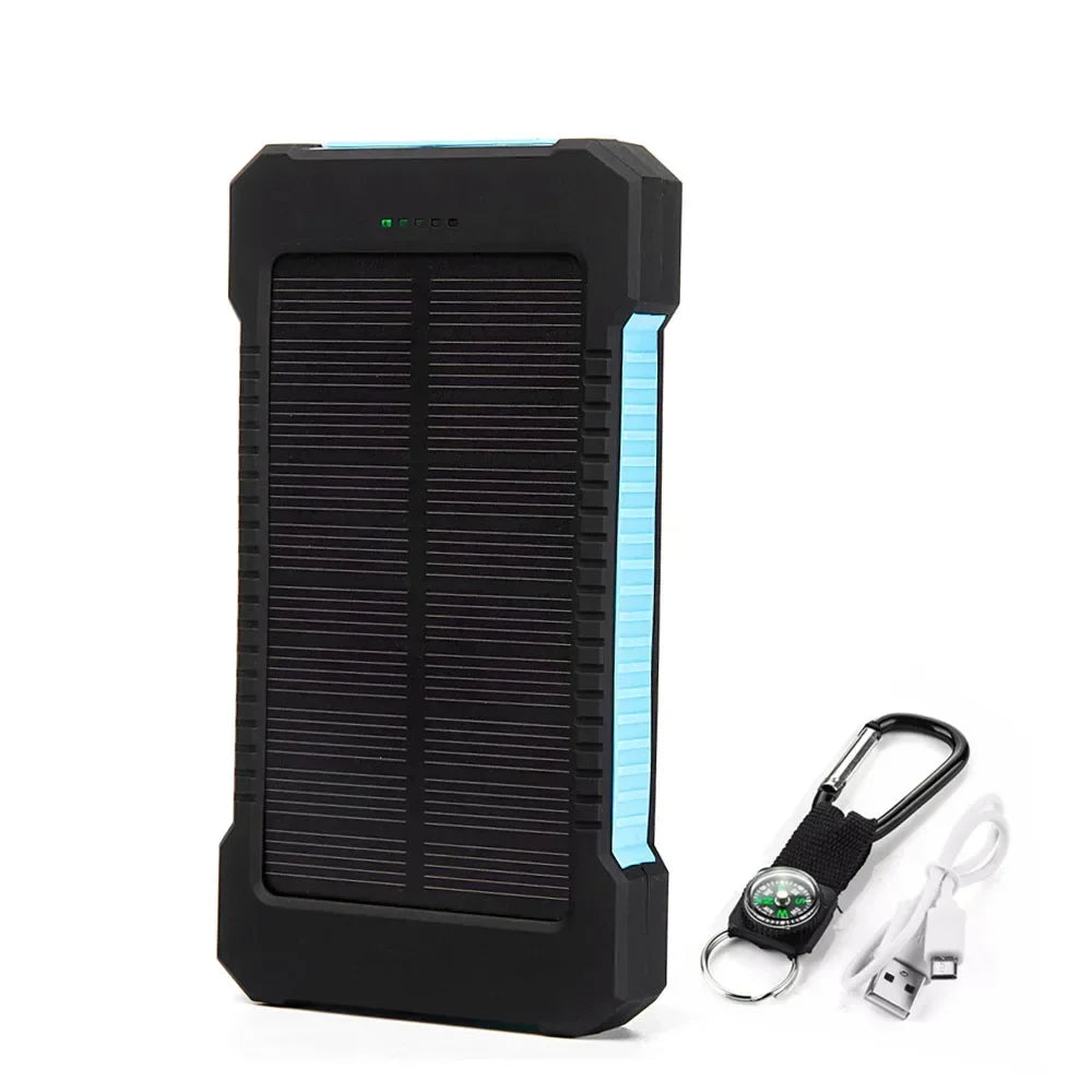 H  020000mAh Solar Power Bank Portable External Battery Double USB Fast Charging Powerbank Phone Charger For Smart Mobile Phone