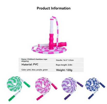 Wholesale adult and children's skipping ropes with colorful soft beads and bamboo nodes. Children's skipping ropes