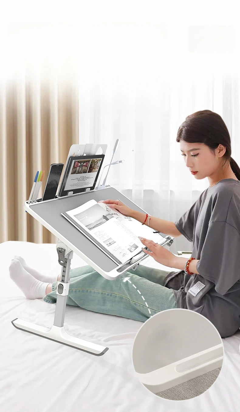Laptop Bed Tray Table, Adjustable Laptop Bed Table,Portable Standing Desk with Storage Drawer,Foldable Lap Tablet Table for Sofa