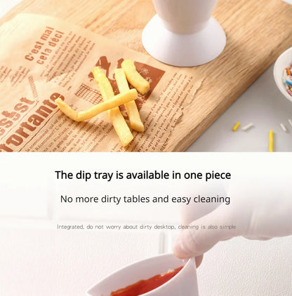 2 In 1 French Fries Cups Plastic Cups Sauces Snacks Dessert Plate Ketchup Slant Cup Two Cup Spout Kitchen Accessories