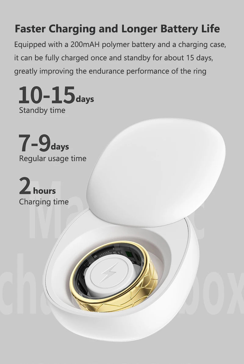 Smart Ring Women Health Tracker Heart Rate Blood Oxygen Photo Control Brush Tiktok Waterproof Multi-sport Modes Men Fitness Ring