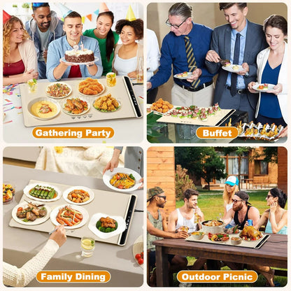 Electric Warming Tray Food Warmer Foldable Food Warming Mat Electric Warming Pad for Food Portable Silicone Food Warmer Plate