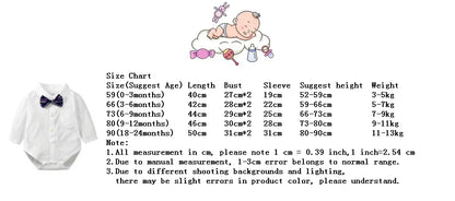 Baby Boys Clothes Infant White Long/Short Sleeve Shirt Lapel Bodysuits Detachable Bow Tie 0-24 Months Newborn Baby Blouses
