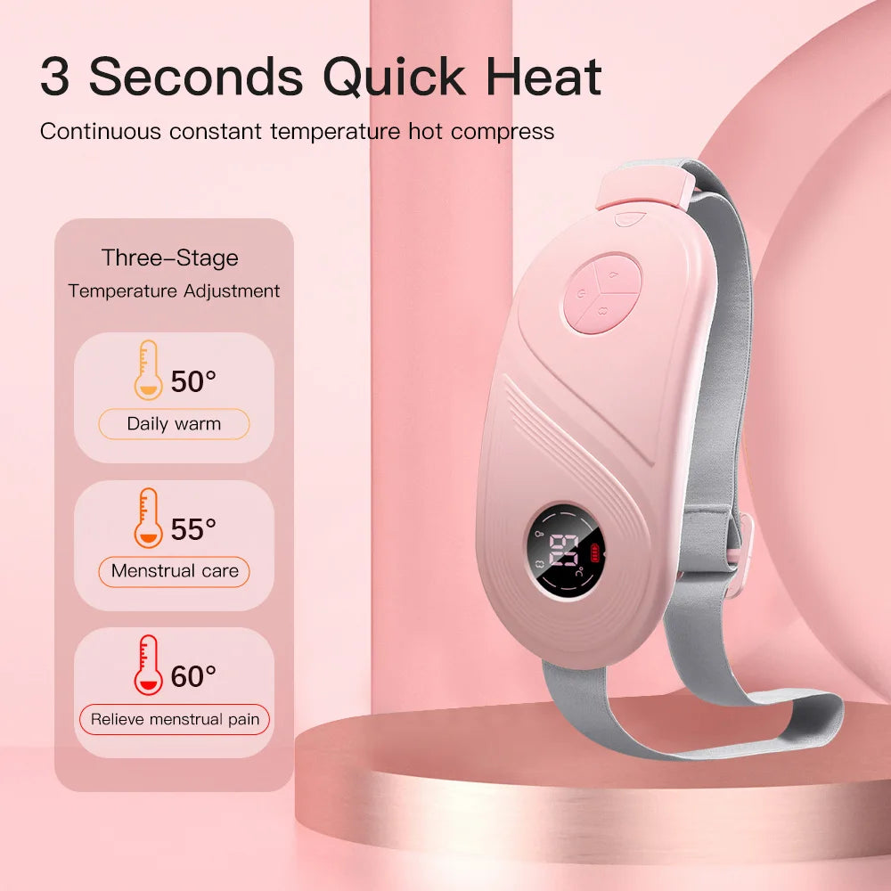 Electric Warm Uterine Cramp Massager Vibrator Heating for Menstrual Relief  Waist Massager Belt Care Waist Stomach for Women