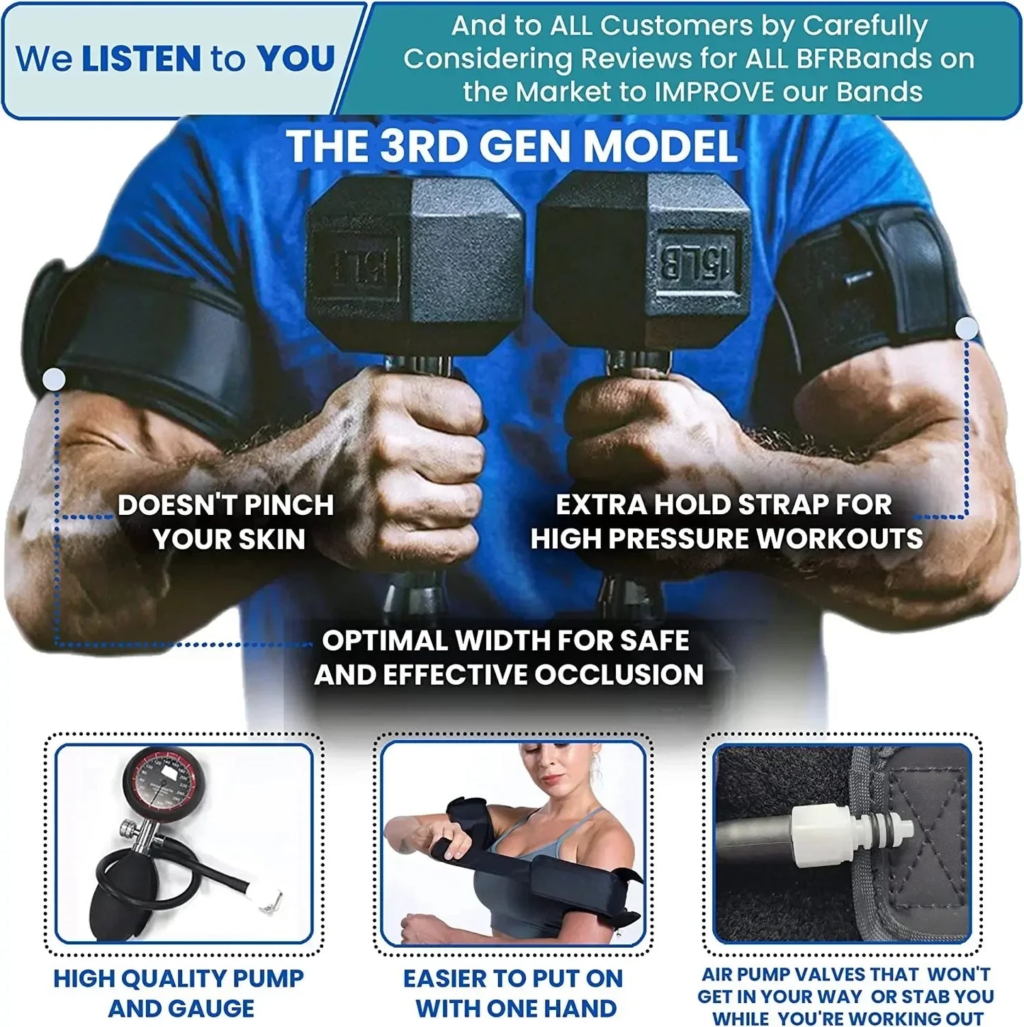 Bands Classic Blood Flow Restriction Occlusion Training Band for Arm and Leg Muscle Fitness BRF Band/Arm Bandage/leg Bandage