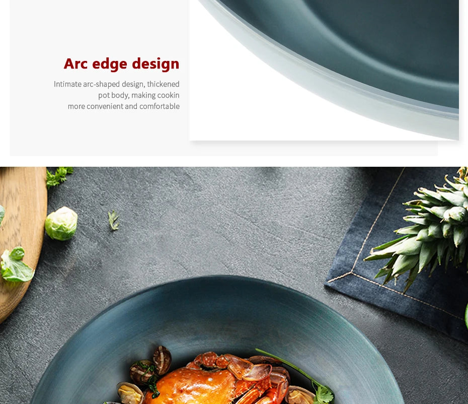 Flat Bottom Wok Pan 13.5" Woks And Stir Fry Pans Blue Iron Cookware Traditional Chinese Cookware For Electric Induction Cooktops