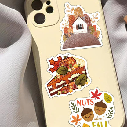 50PCS Creative Fall Illustration Stickers Laptop Handbooks Phone Cases iPad Cup Stickers