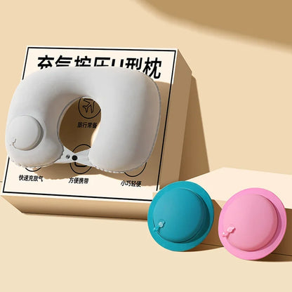 Inflatable Travel Neck Pillow U-shaped Cervical Orthopedic Protection Pillow Outdoor Portable Foldable Pillow Travel Essentials