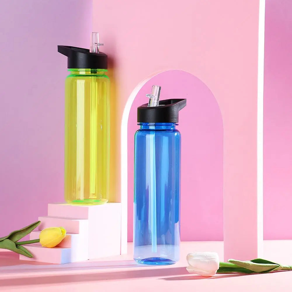 750ml Sports Water Bottle With Straw Outdoor Plastic Clear Dinkware Gym School Travel Camping Portable Leakproof Drinking Cup