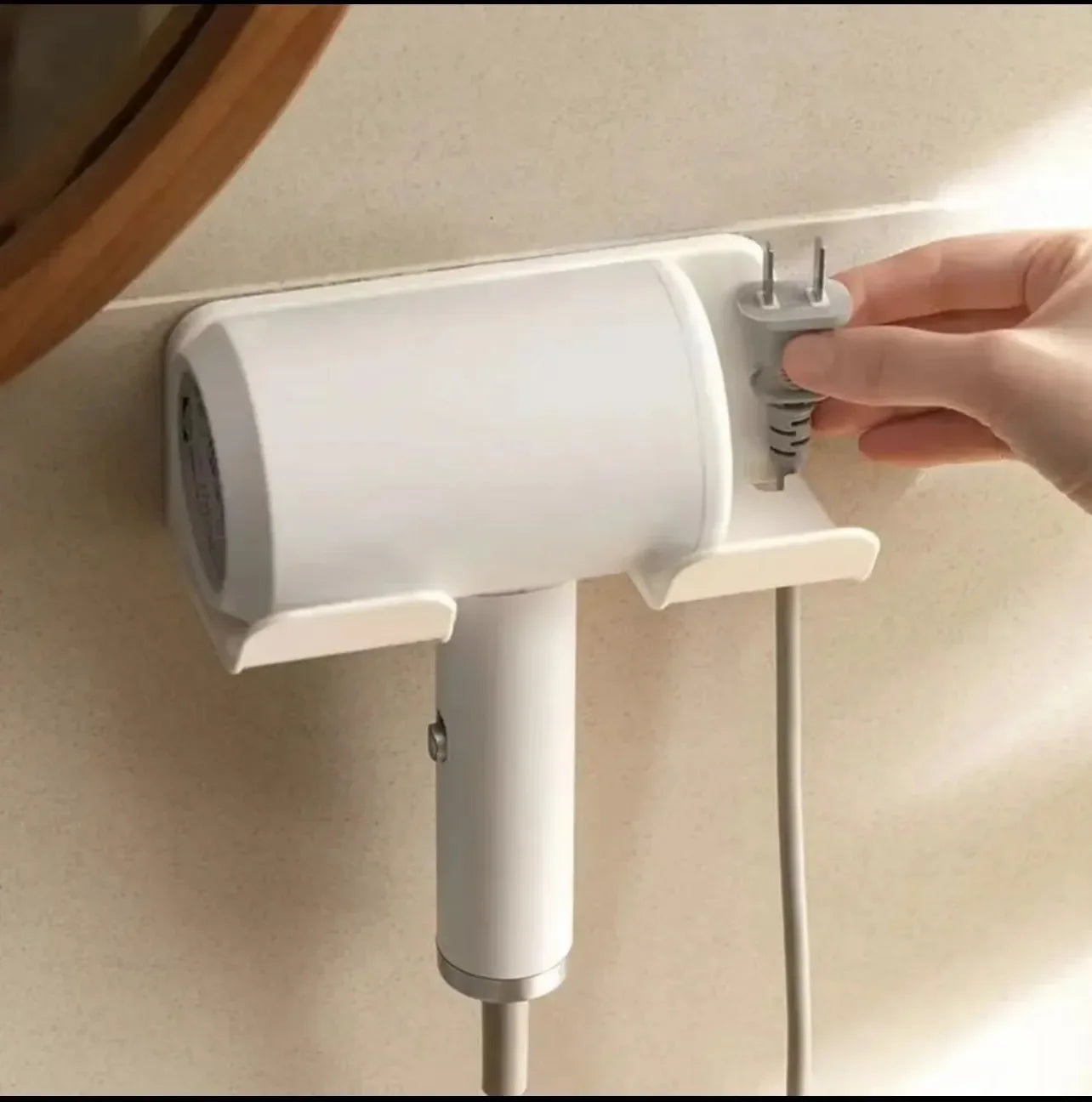 Hair Dryer Storage Rack Without Punching Holes, Bathroom Hair Dryer Hanging Rack, Bathroom Hair Dryer Placement Rack