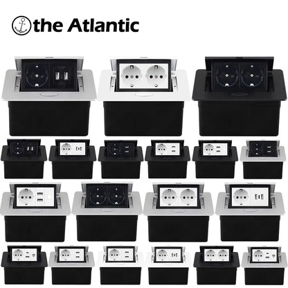 220V Desktop Power Socket Pop-up Hidden Socket EU Socket Built-in Socket With Dual USB Interface And type-C Interface