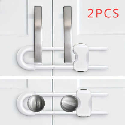 2/4PCS Sliding Cabinet Child Safety Locks Baby Proofing Cabinet Lock Cupboard Latches for Kids on Closet Door Knobs Handles