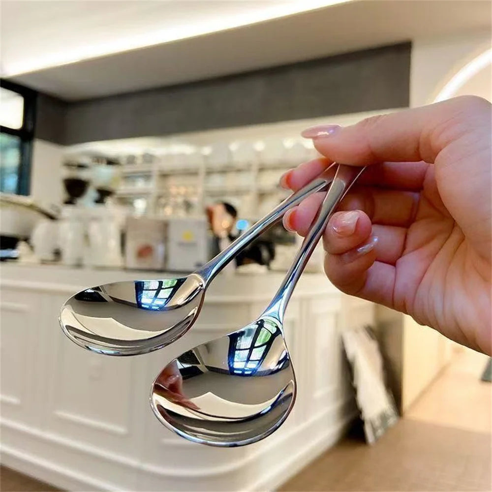 Korean Stainless Steel Thickening Spoon Creative Long Handle Hotel Hot Pot Spoon Soup Ladle Home Kitchen Essential Tools