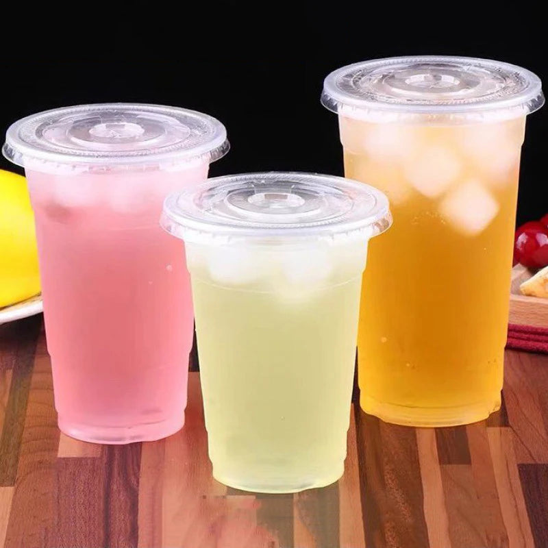 100Sets 12/16OZ Plastic Cups with Lids Clear Disposable Cups Straw for Parties Iced Coffee Smoothie  Milkshake Cold Drinks