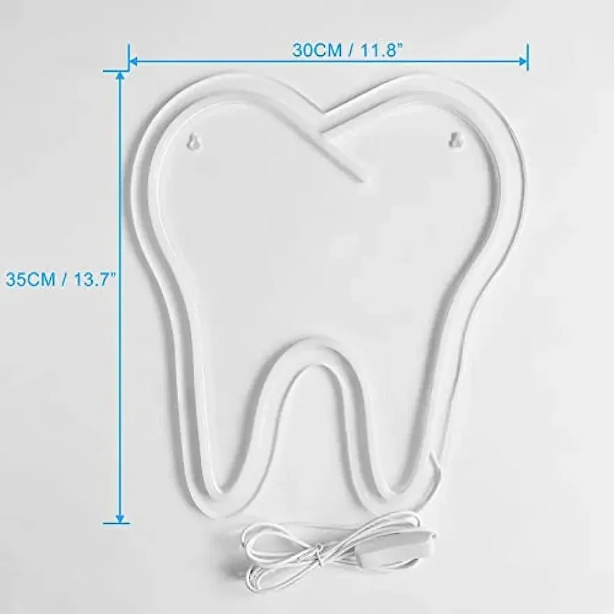 Tooth Neon Sign Teeth Sign LED Neon Light Sign Dental Office Decor Wall Hangings Large Led Neon Lights Dentistry Wall Decoration