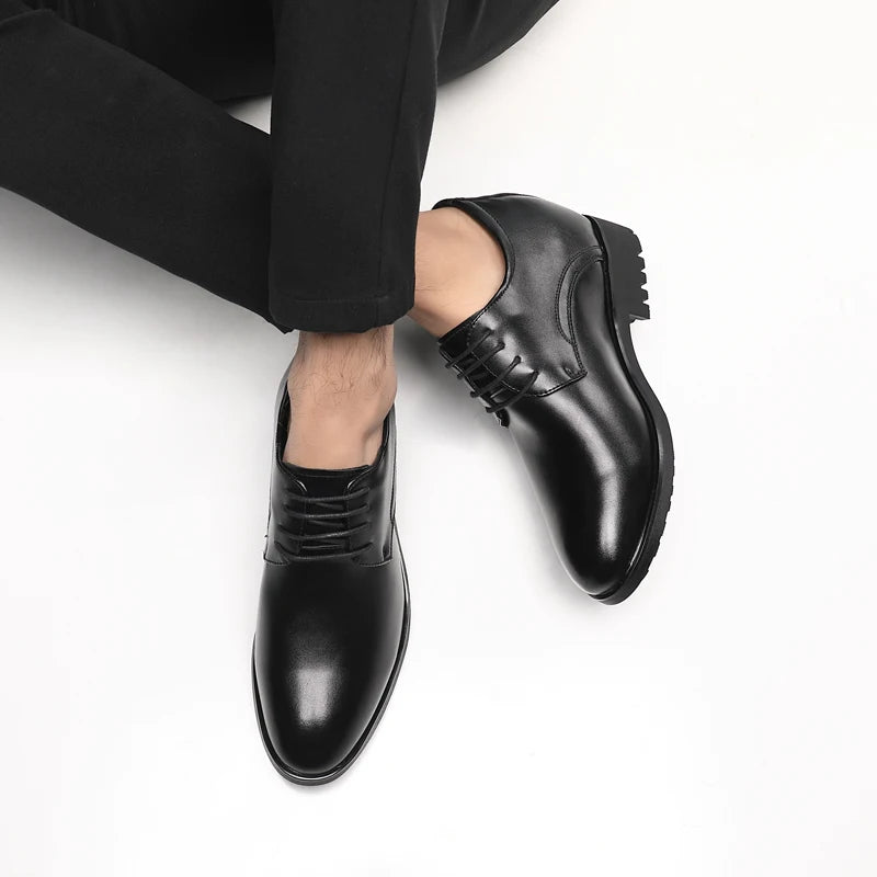 Banquet Inner Increase Men Shoes Invisible Elevator 10cm Black Height Increasing Formal Leather Shoes Business Men Wedding Shoes
