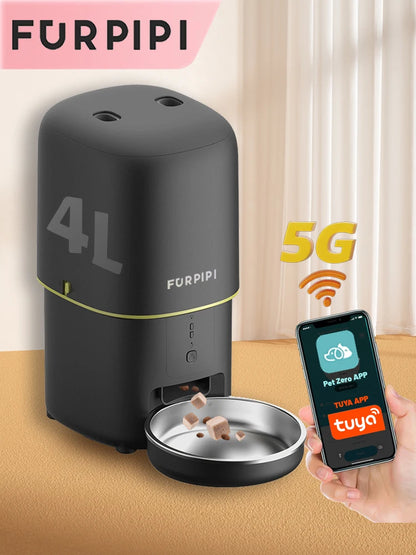 Automatic Cat Feeder 4L Pet Smart 5G WiFi Cat Food Kibble Dispenser Remote Control Auto Feeder For Cat Dog Dry Food Accessories