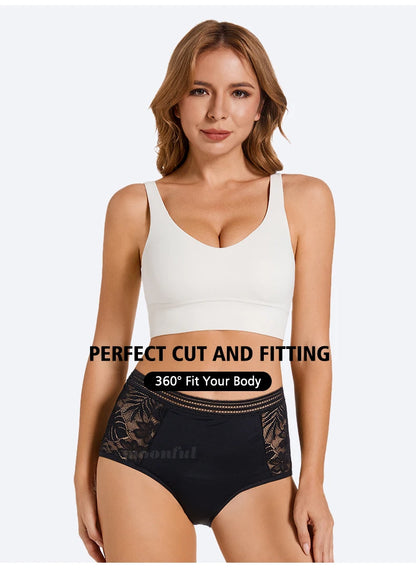 Menstrual Panties Woman High Waist Menstrual Cycle Absorbent Underwear Leak Proof Menstrual Briefs Period Underwear Heavy Flow