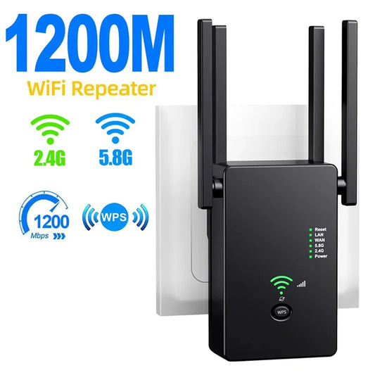 WiFi Booster 1200M Wifi Repeater 5GHz Wireless Router 2.4Ghz Access Point Long Signal Amplifier Range Extender for Home Office