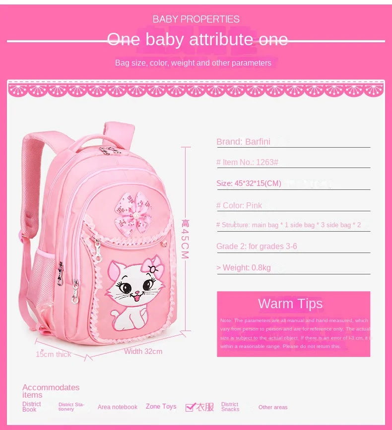 Children School backpack for Girls Cute Cat School Students Backpack For Kids Wheeled Backpack Bag Trolley School Bags On Wheels