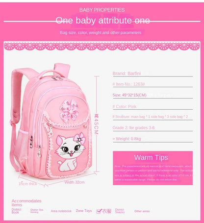 Children School backpack for Girls Cute Cat School Students Backpack For Kids Wheeled Backpack Bag Trolley School Bags On Wheels