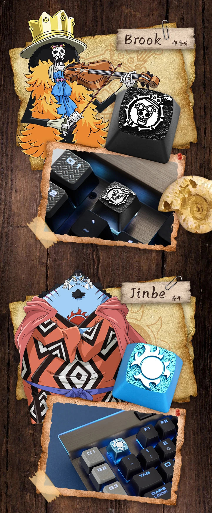 Zomoplus One Piece Metal Keycap Aluminum Artisan Keycap for Mechanical Keyboard Officially Licensed Anime Gaming Keycap