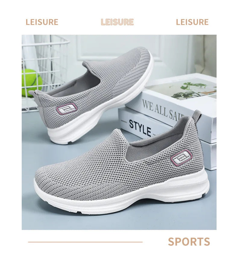 Women Vulcanized Shoes High Quality Sneakers Slip on Flats Men Loafers Breathable Mesh Walking Sneakers Women Sneakers