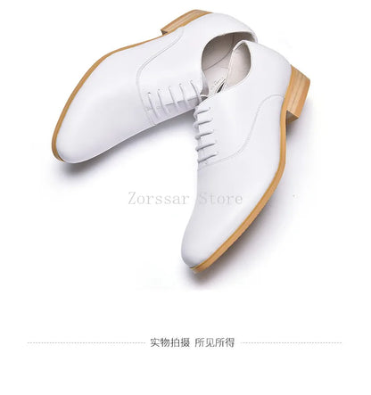 3CM Heels Men Wedding Shoes Genuine Leather White Black Oxford Dress Business Suit Shoe Lace Up Point Toe Formal Shoes Handmade
