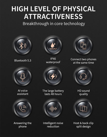 Bluetooth Motorcycle Helmet Headset 5.3 Wireless IPX6 Waterproof Noice Reduction Earphone 2000mah Long Standby Handsfree