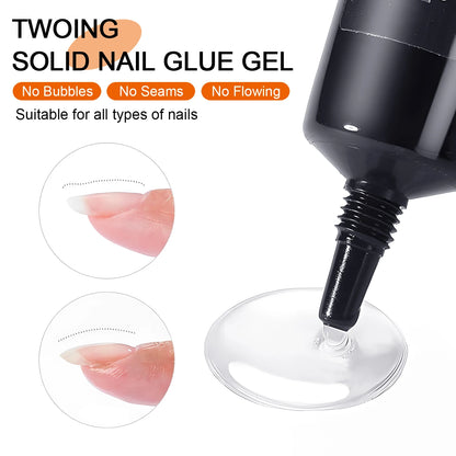 Solid Nail Glue Nail Tips Gel for Press On Nails,Acrylic Nail Gel for Manicure Extension,False Nails Adhesive Glue Long Lasting