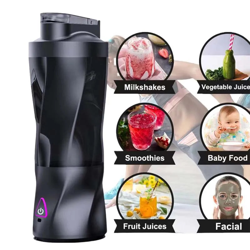 Portable Blender Mini Mixer Electric Juicer Machine Fresh Fruit Juice Blender for Travel Kitchen with 6 Blades