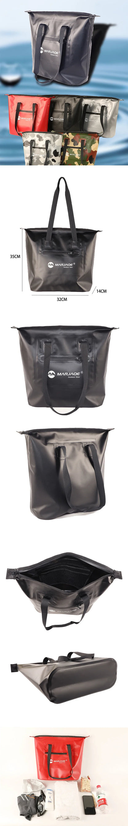 Waterproof Tote Beach Bag with Airtight Zipper Duffel Bag Dry Saddle Luggage Storage Beach Rafting Motorcycle Swimming Bags