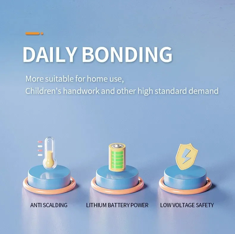 Mini Cordless Hot Melt Glue Gun, High Temperature Electric Repair Tool, DIY Power Tools, Plug-in Household, 10W, 80W, 7mm, 11mm