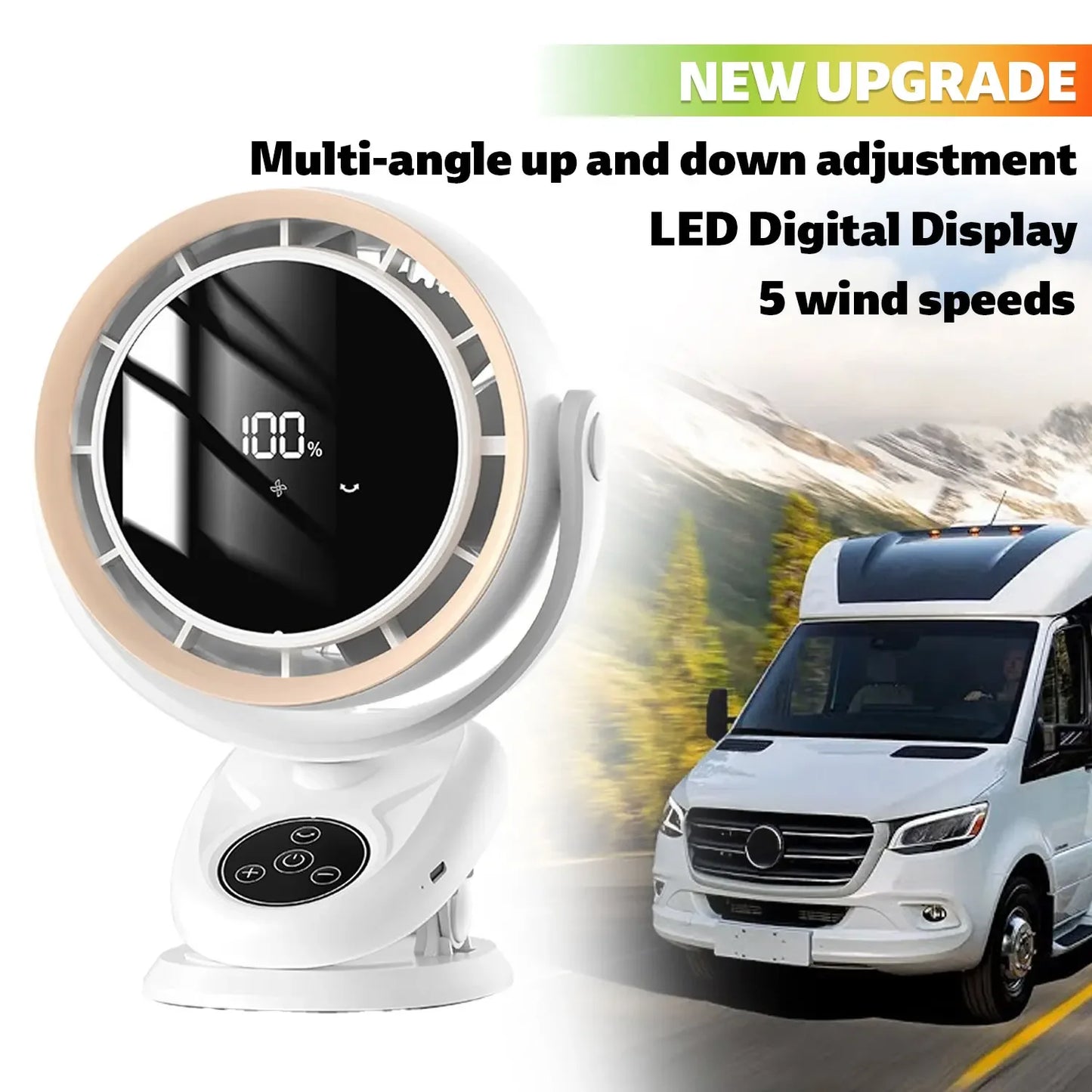 Car Fan Camping Fan 5-Speeds Electric Air Circulator Ceiling Fan Ultra-quiet Clip-on Fan Household Outdoor Cooling Ventilador