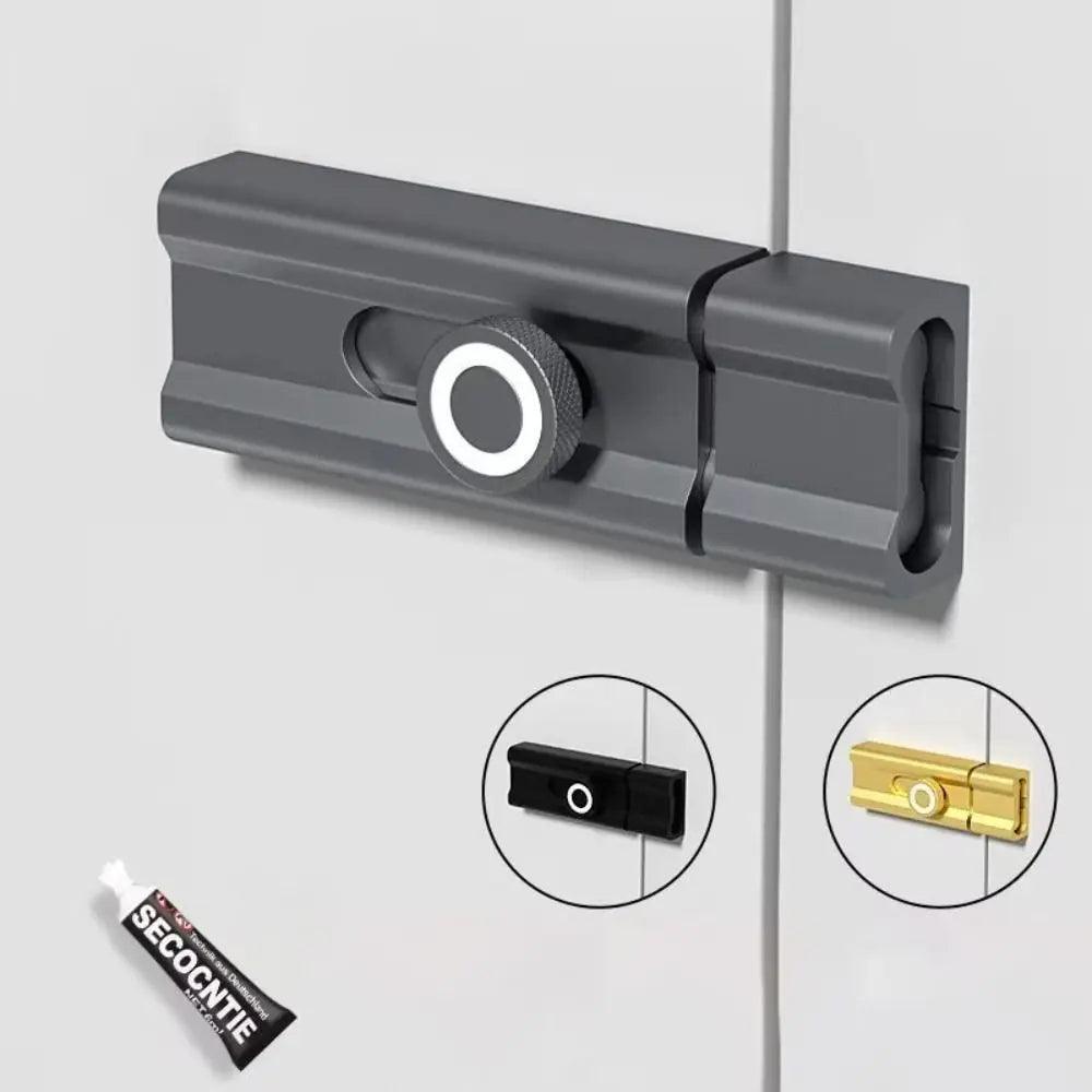 Durable Anti-theft Luminous Door Buckle Aluminum Alloy No Punching Sliding Door Bolt Security Door Catch Furniture Hardware