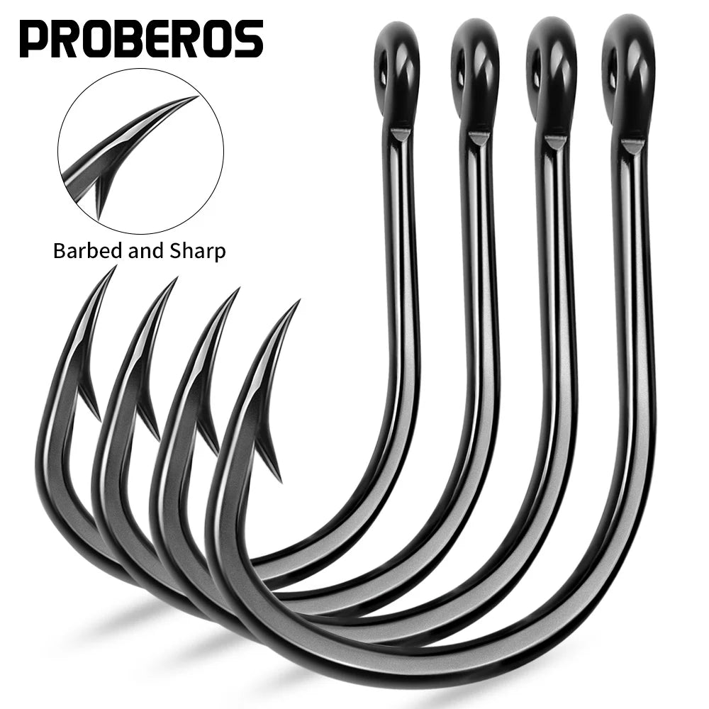 PROBEROS 10Pcs/lot Thick High Carbon Steel Fishhook Lron Hook With Barb Hook for Haihu River Fishing Gear Accessories Wholesale