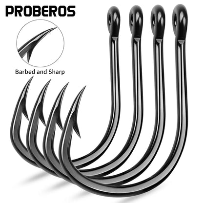 PROBEROS 10Pcs/lot Thick High Carbon Steel Fishhook Lron Hook With Barb Hook for Haihu River Fishing Gear Accessories Wholesale
