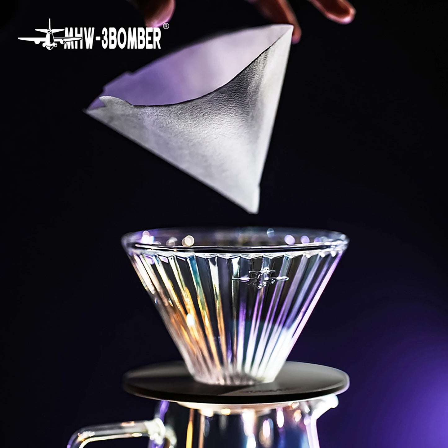 MHW-3BOMBE Pour Over Coffee Dripper Glass Coffee Dripper Coffee Filter Cup Reusable Coffee Drip Filter Cone Coffee Maker