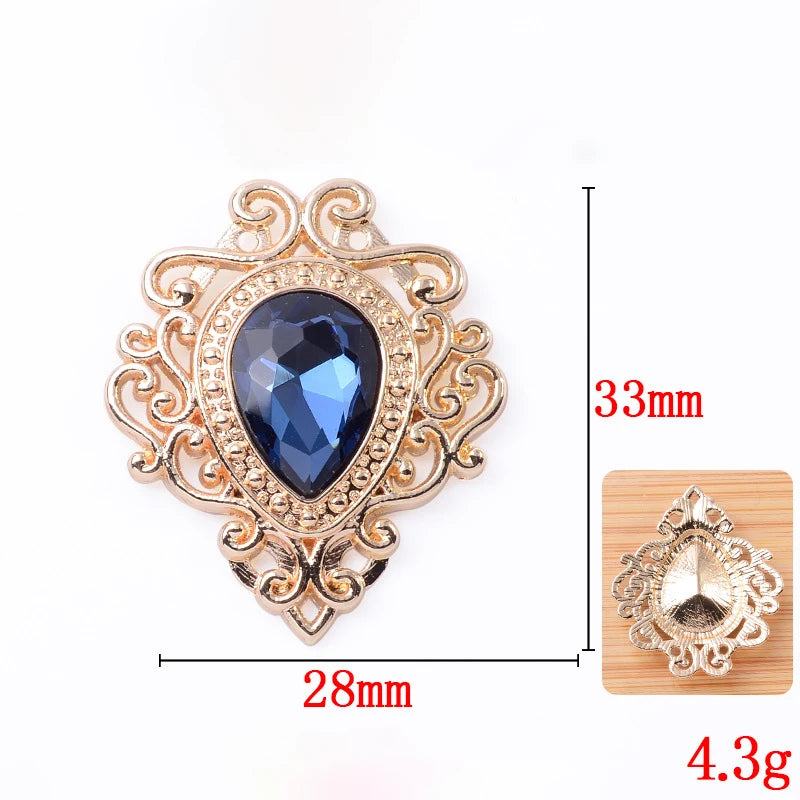 33*28mm Droplet diamond pendant accessories, flat bottom brooch accessories, DIY accessories, headwear accessories 10PCS